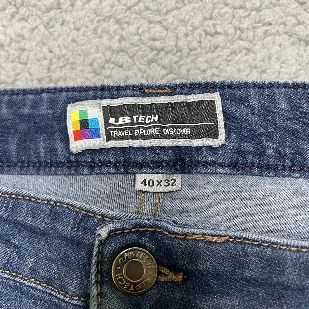 UB Tech Jeans Men 40x32 Blue Denim Med Wash Straight Stretch Comfort Classic